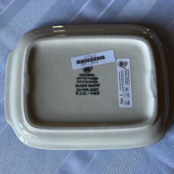 Brand New With Tags Polish Pottery Covered Butter Dish - Picture 8 of 8